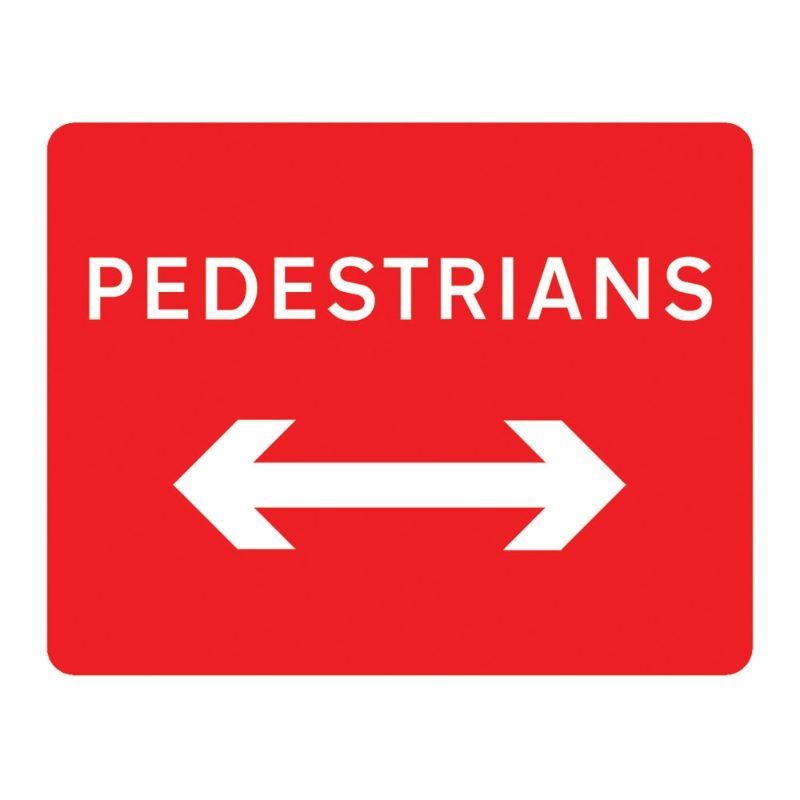 Pedestrians Left / Right Reversible Metal Road Sign Plate - 600 x 450mm