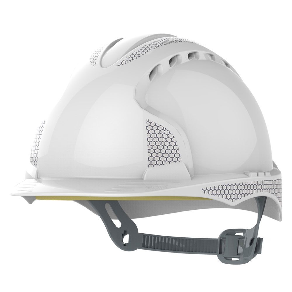 JSP EVO3 CR2 Reflective Vented Slip Ratchet Safety Helmet - White