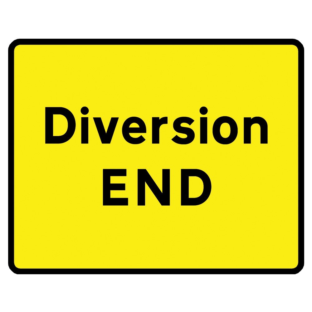 Diversion End Metal Road Sign Plate - 1050 x 750mm