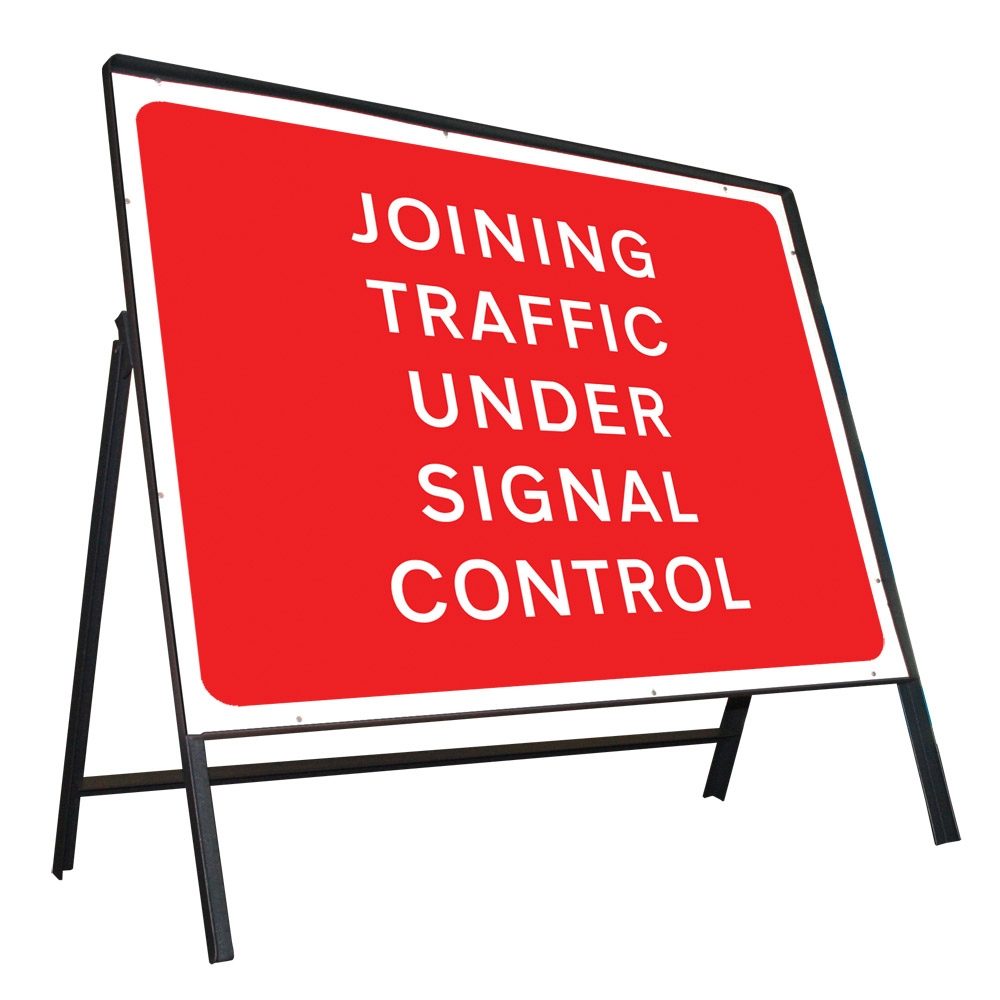 Joining Traffic Under Signal Control Riveted Metal Road Sign - 1050 x 750mm