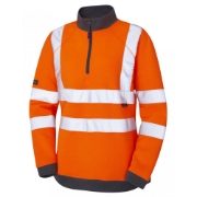Leo Elberry Women’s Rail Hi-Vis 1/4 Zipped Orange Sweatshirt
