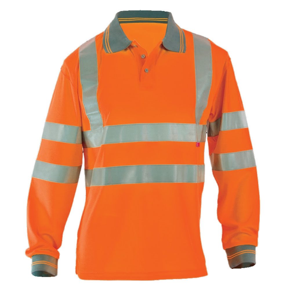 Rail Hi-Vis Long Sleeve Orange Polo Shirt