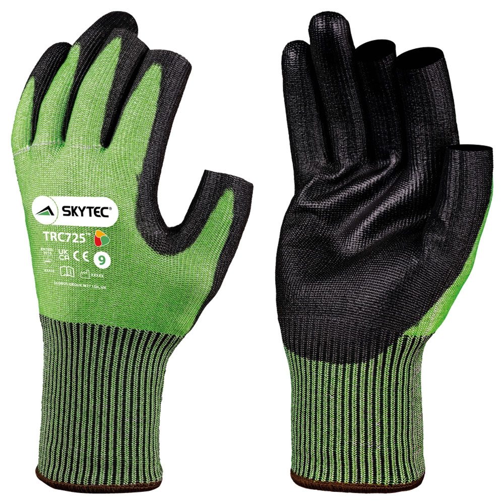 Skytec TRC725 Tricolore PU Green Safety Gloves - Cut Level E