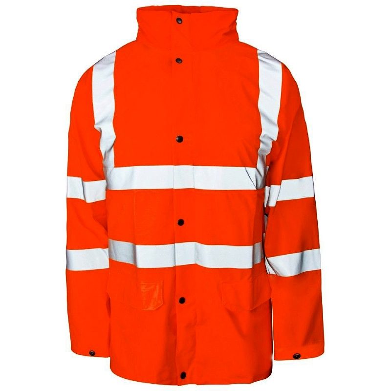Super-Dri Waterproof Hi Vis Class 3 Breathable Unlined Rain Jacket - Orange (Non-Rail)
