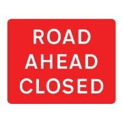 Road Ahead Closed Metal Road Sign Plate - 1050 x 750mm