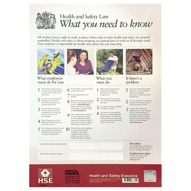 Health and Safety Law Poster - 600 x 425mm