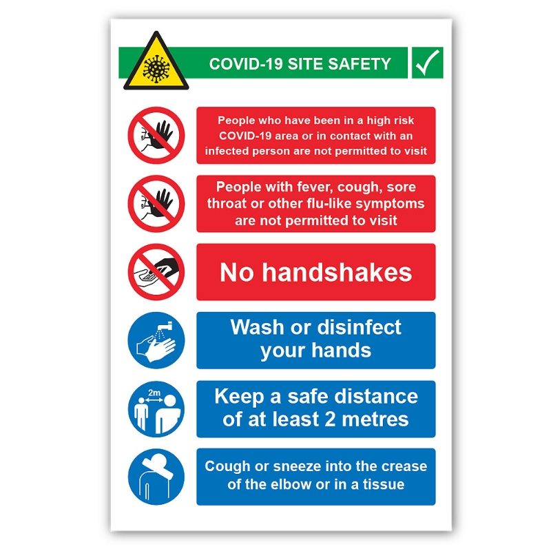 COVID-19 Site Safety Correx Sign - 600mm x 900mm