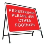 Pedestrians Please Use Other Footpath Riveted Metal Road Sign - 600 x 450mm