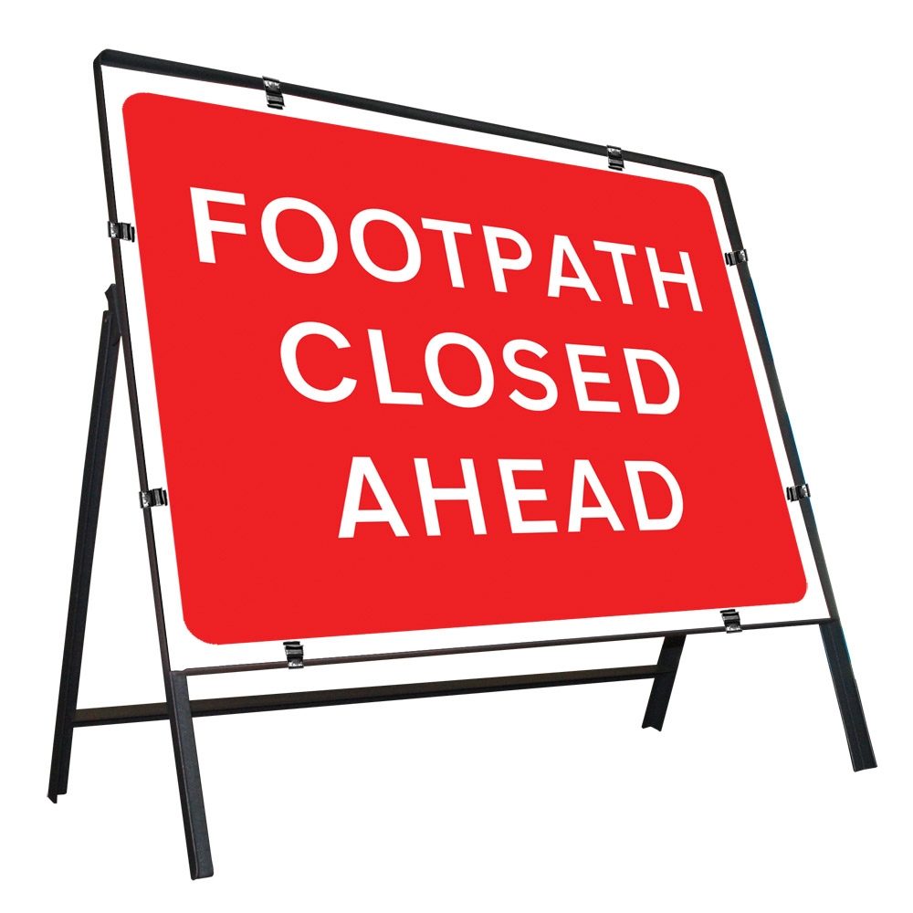 Footpath Closed Ahead Clipped Metal Road Sign - 600 x 450mm