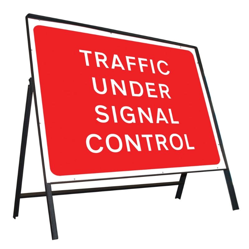 Traffic Under Signal Control Riveted Metal Road Sign - 1050 x 750mm