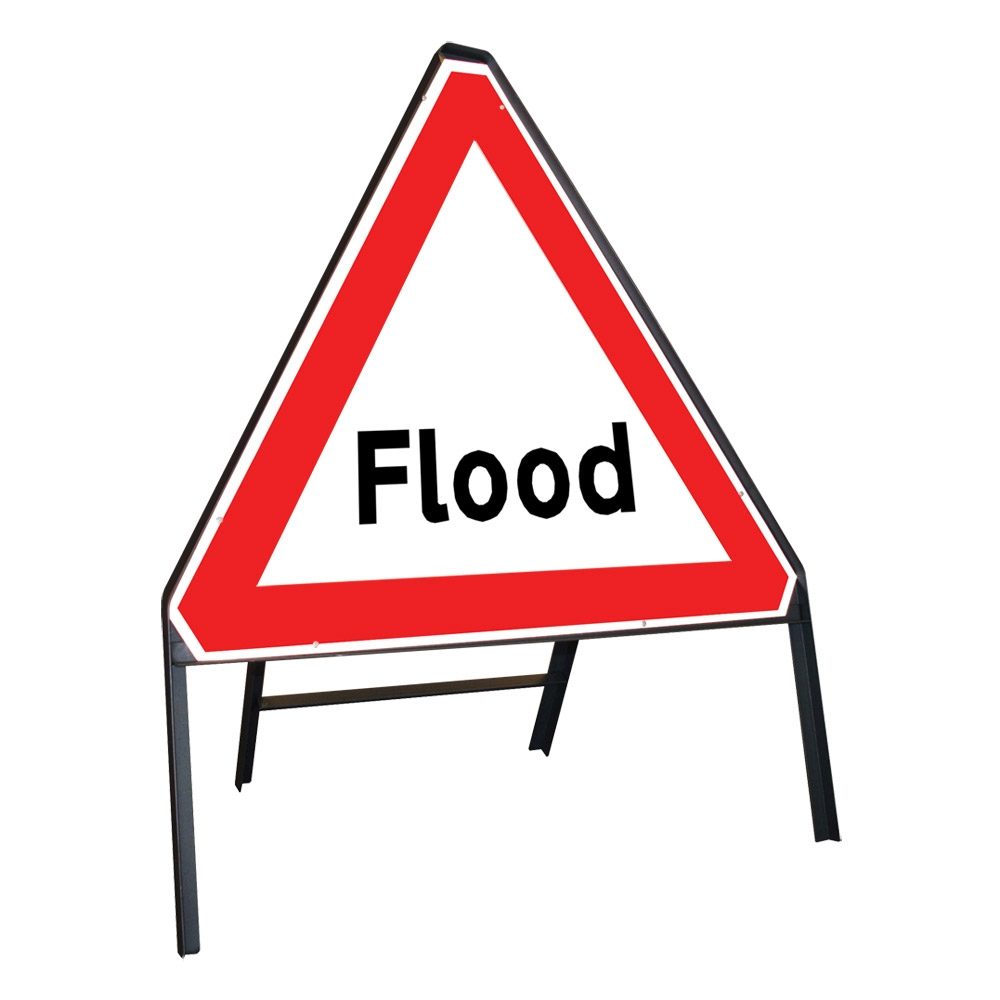 Flood Riveted Triangular Metal Road Sign - 750mm