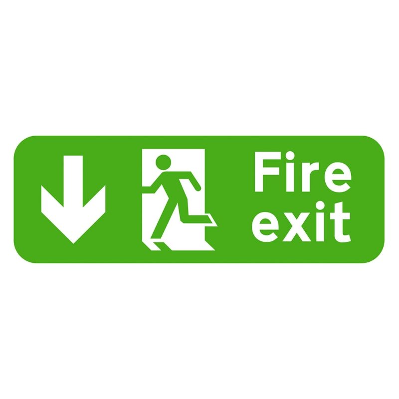 Fire Exit Arrow Down Sign - 600 x 200 x 1mm