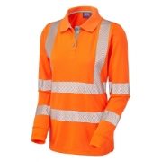 Leo Pollyfield Women's Rail Hi-Vis Coolviz Plus Sleeved Orange Polo Shirt