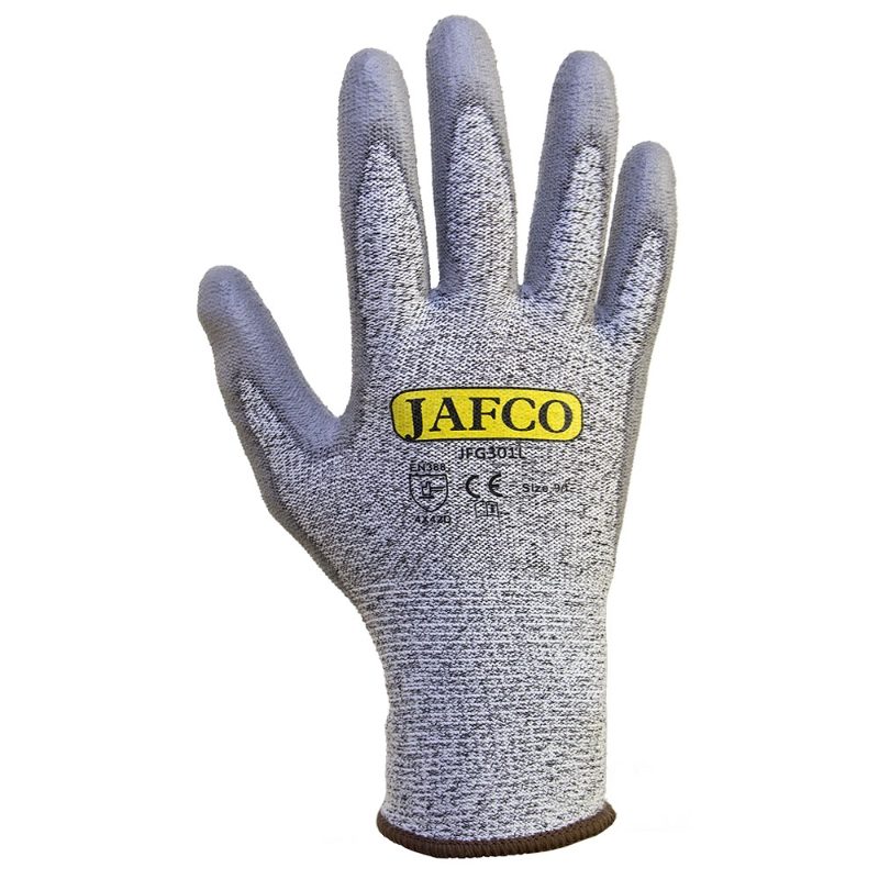 Jafco Lightweight Cut Level D Palm Coated Safety Gloves