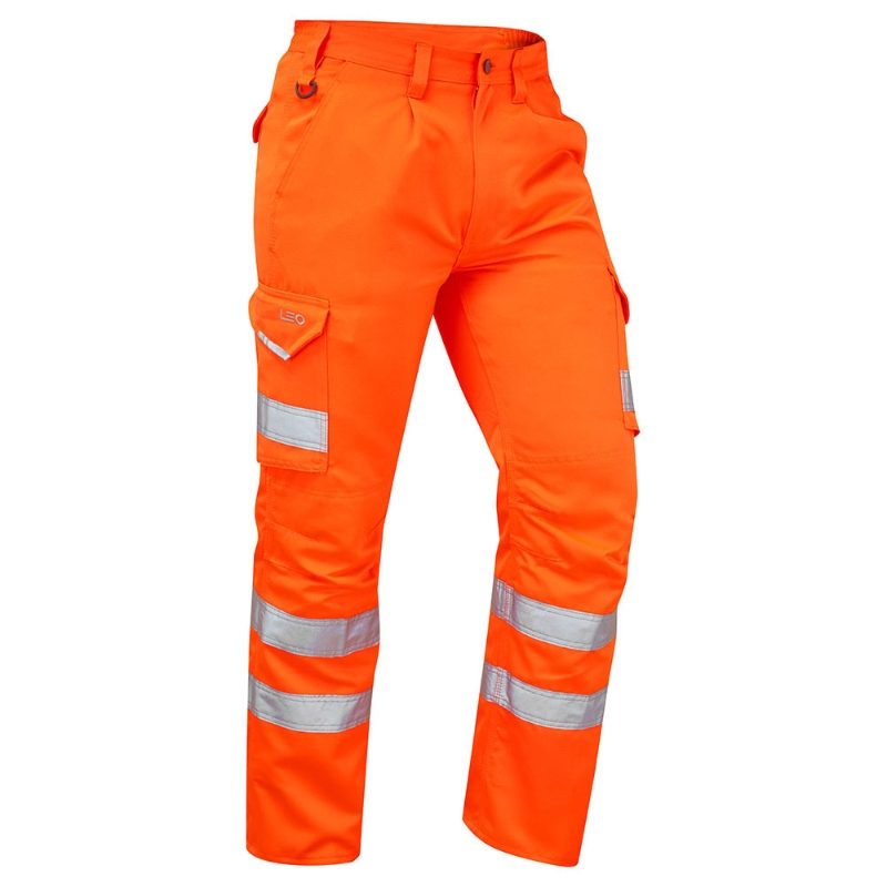 Leo Bideford Rail Hi-Vis Orange Cargo Trousers - Regular Leg