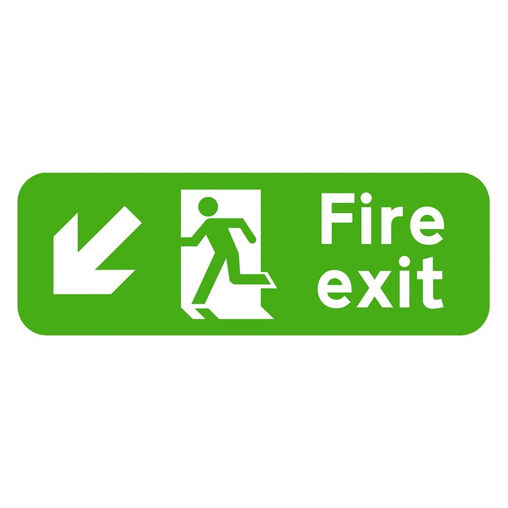 Fire Exit Arrow Down Left Sign - 600 x 200 x 1mm