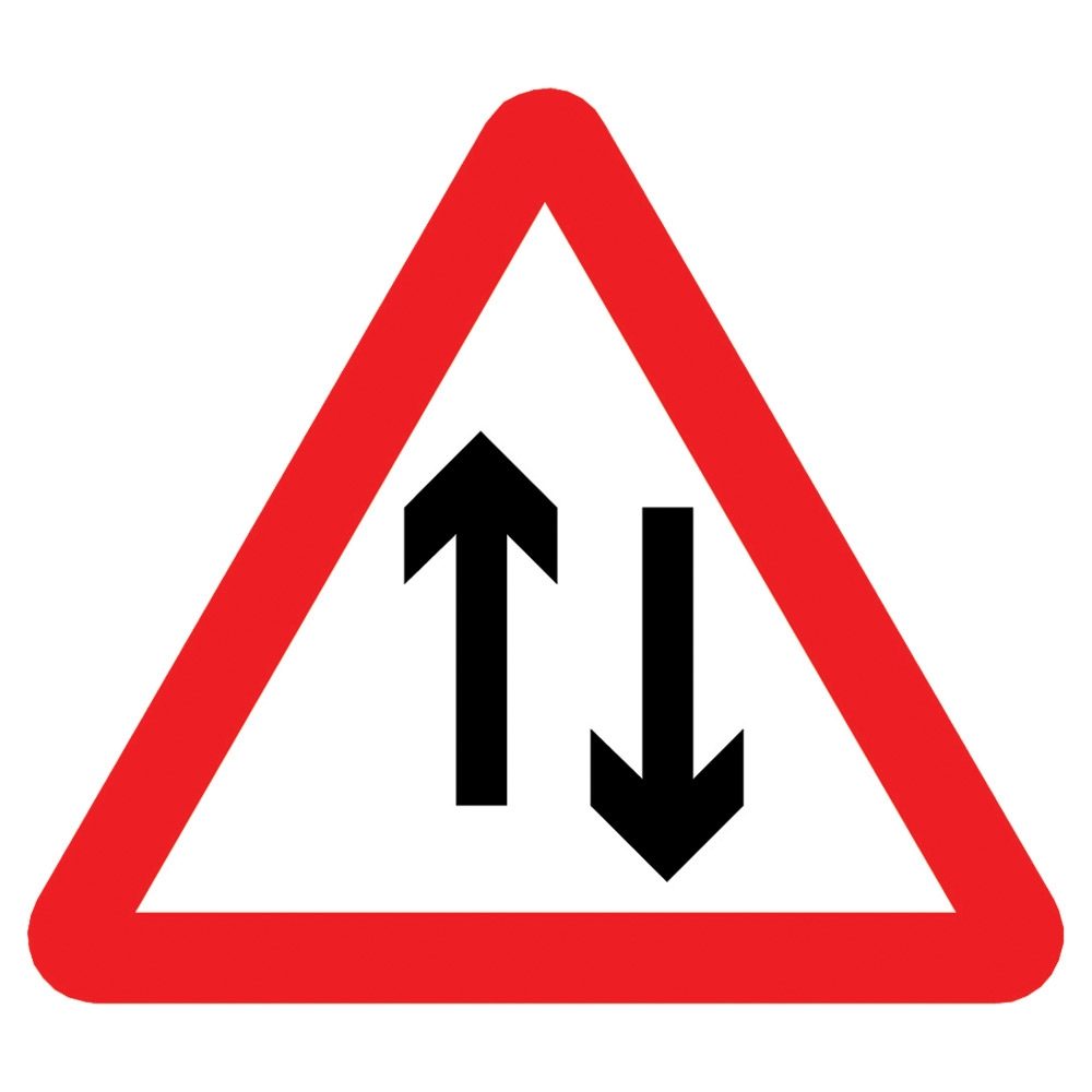 Two Way Traffic Triangular Metal Road Sign Plate - 750mm