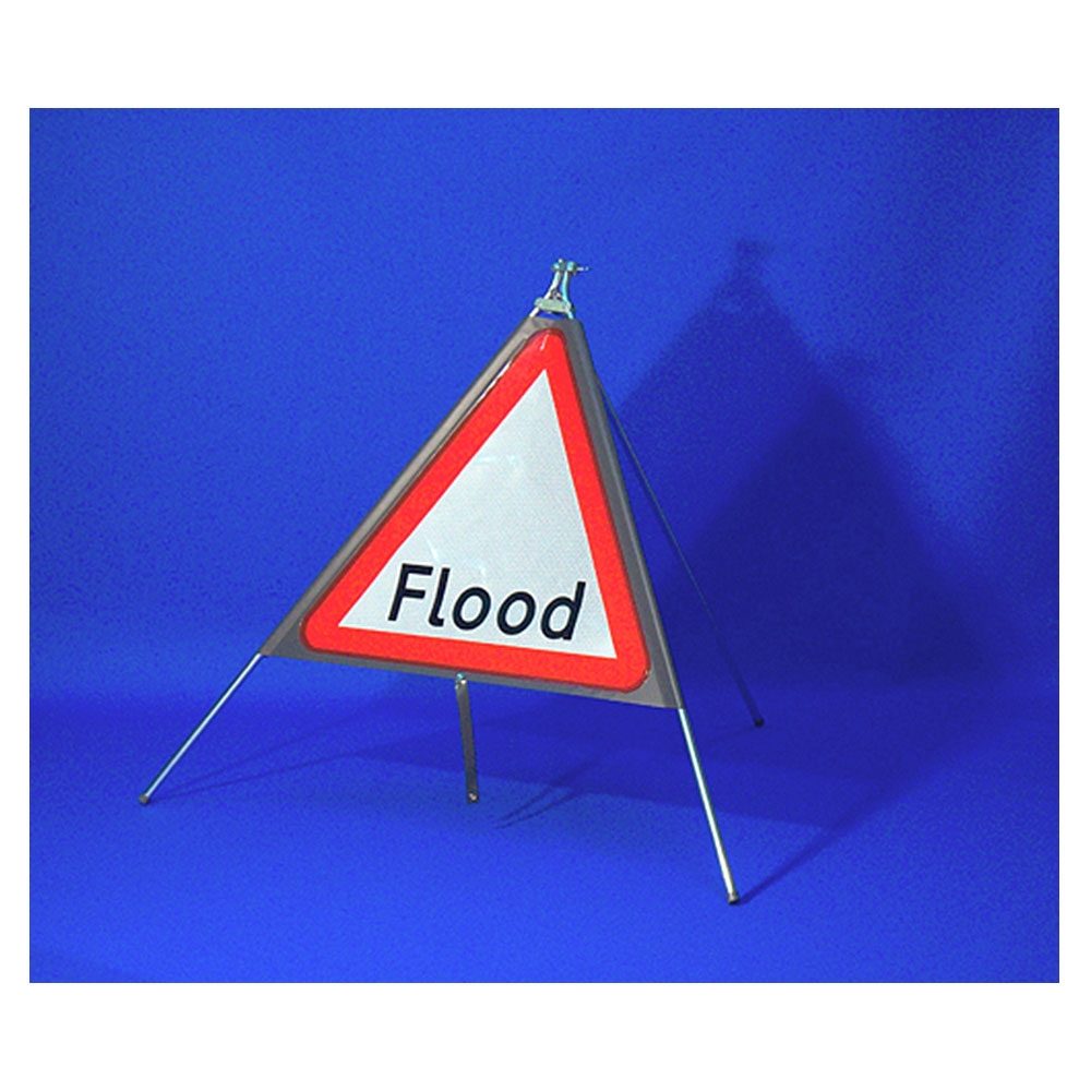 Classic Flood Triangular Roll Up Road Sign - 750mmp Road Sign - 750mm