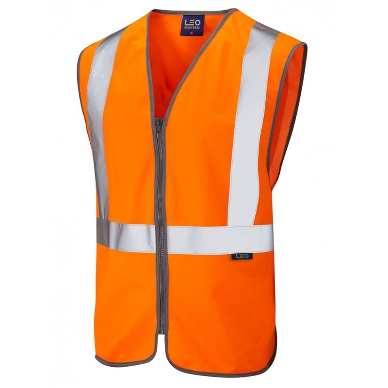 Leo Eggesford Rail Hi-Vis Zip Orange Waistcoat