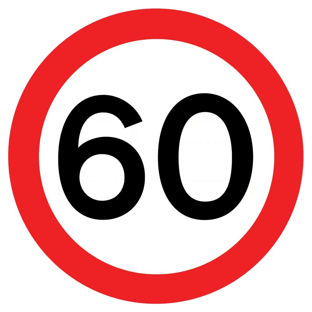 60 mph Circular Metal Road Sign Plate - 750mm