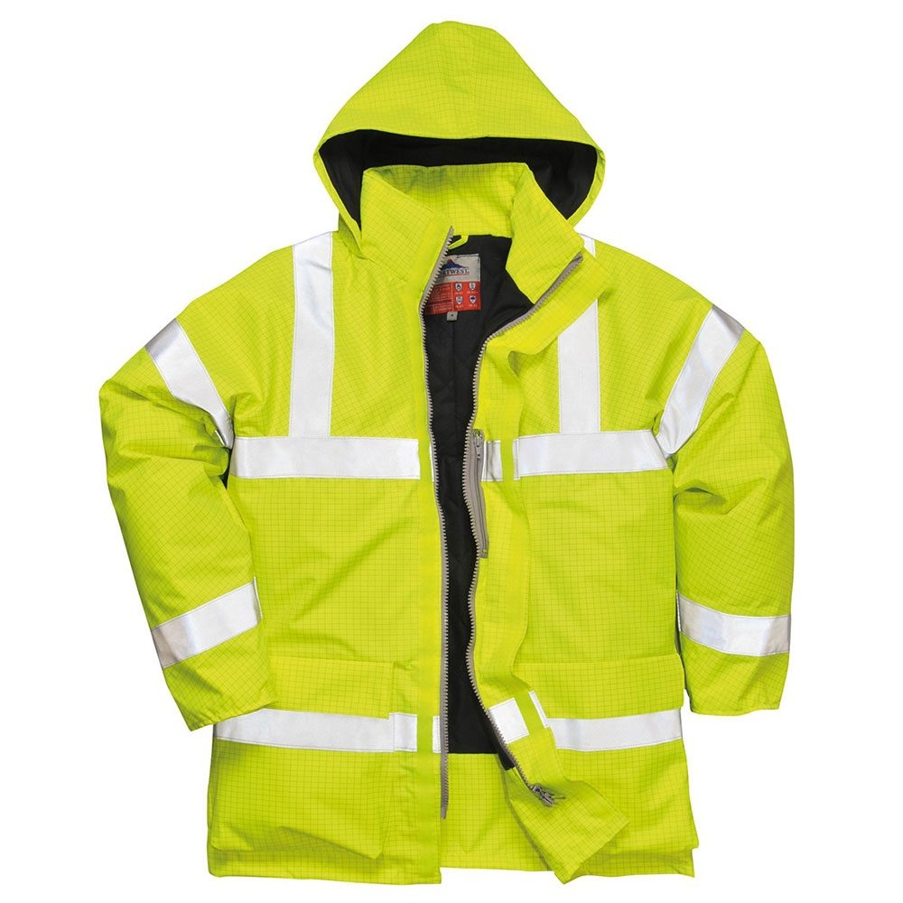Flame Retardant Anti Static Waterproof Hi Vis Yellow Jacket