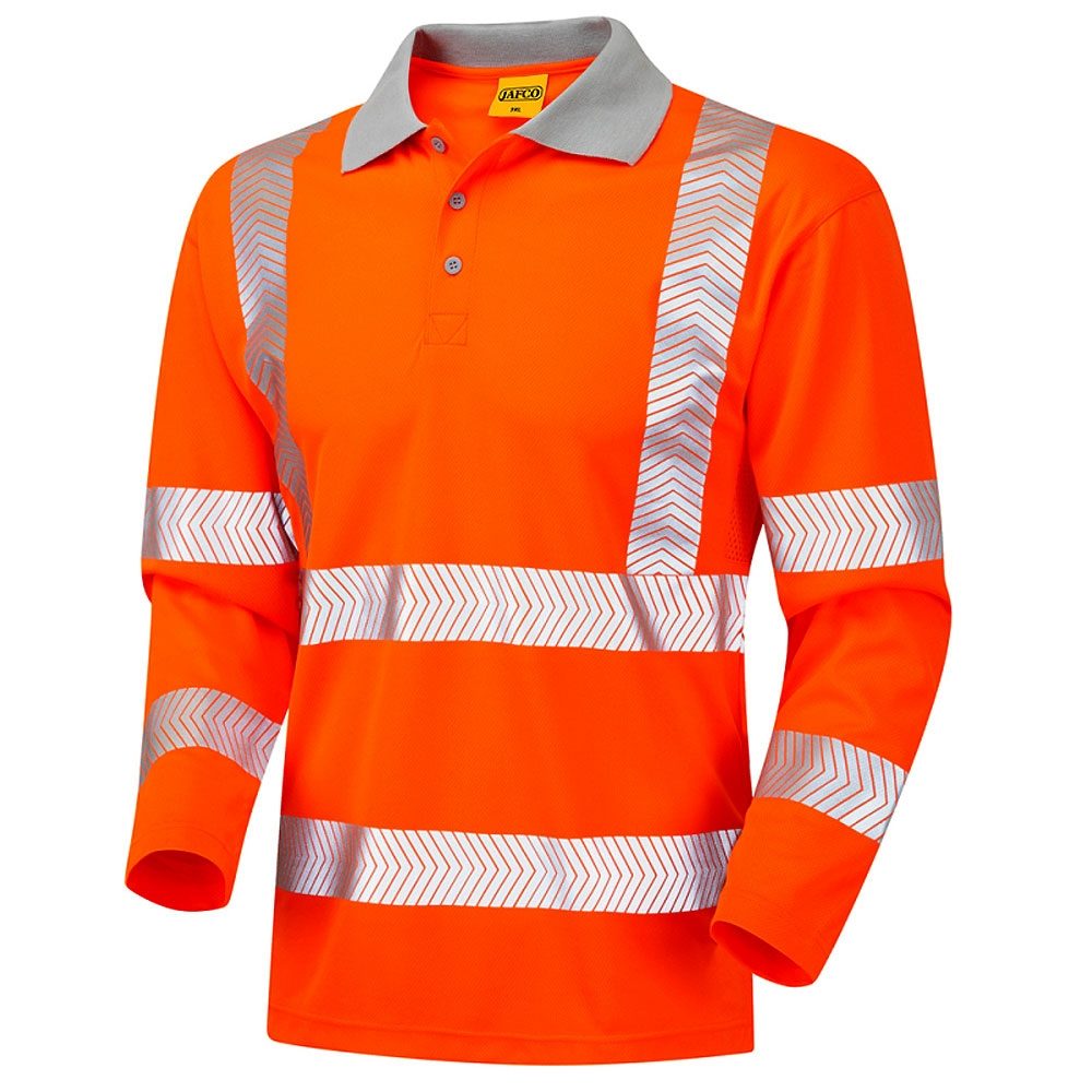 Jafco Rail Hi Vis Long Sleeve Orange Polo Shirt