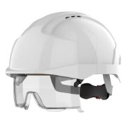 JSP EVO VISTAlens Vented Safety Helmet with Integrated Eyewear - White Helmet / White Lens