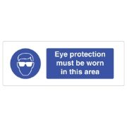 Eye Protection Must Be Worn In This Area Sign - 600 x 200 x 1mm