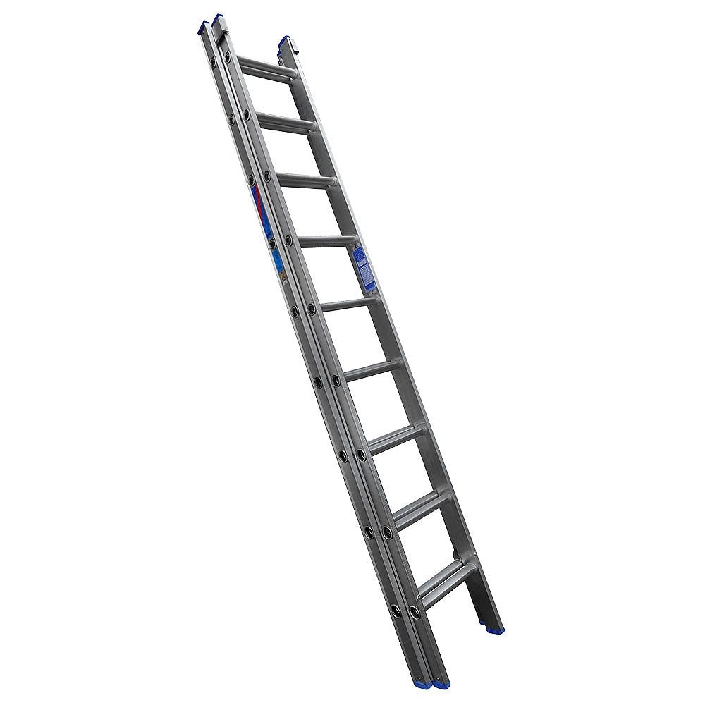 Heavy Duty D Rung Dual Section Extension Aluminium Ladder - 7.17m - 15 Rung