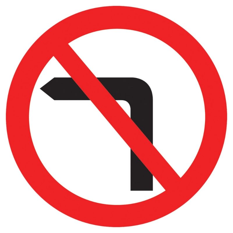 No Left Turn Circular Metal Road Sign Plate - 600mm
