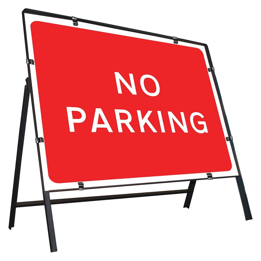 No Parking Clipped Metal Road Sign - 600 x 450mm