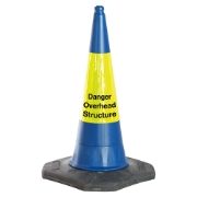 Blue Cone with Danger Overhead Structure Yellow Sleeve - 1m