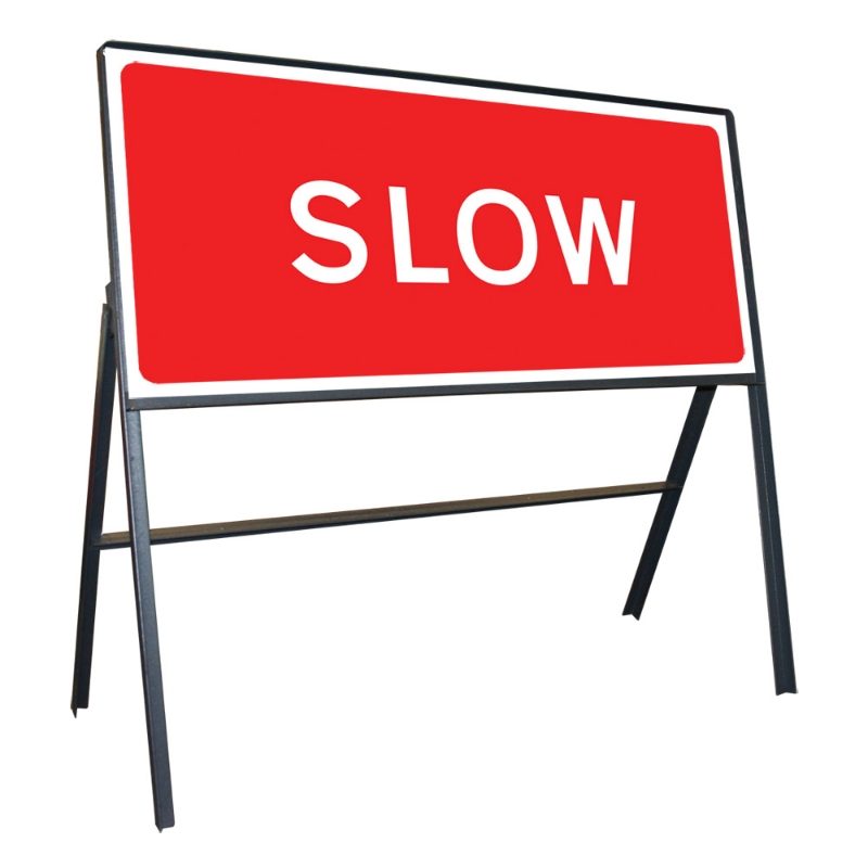 Slow Riveted Metal Road Sign - 1050 x 450mm