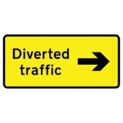Diverted Traffic Right Metal Road Sign Plate - 1050 x 450mm