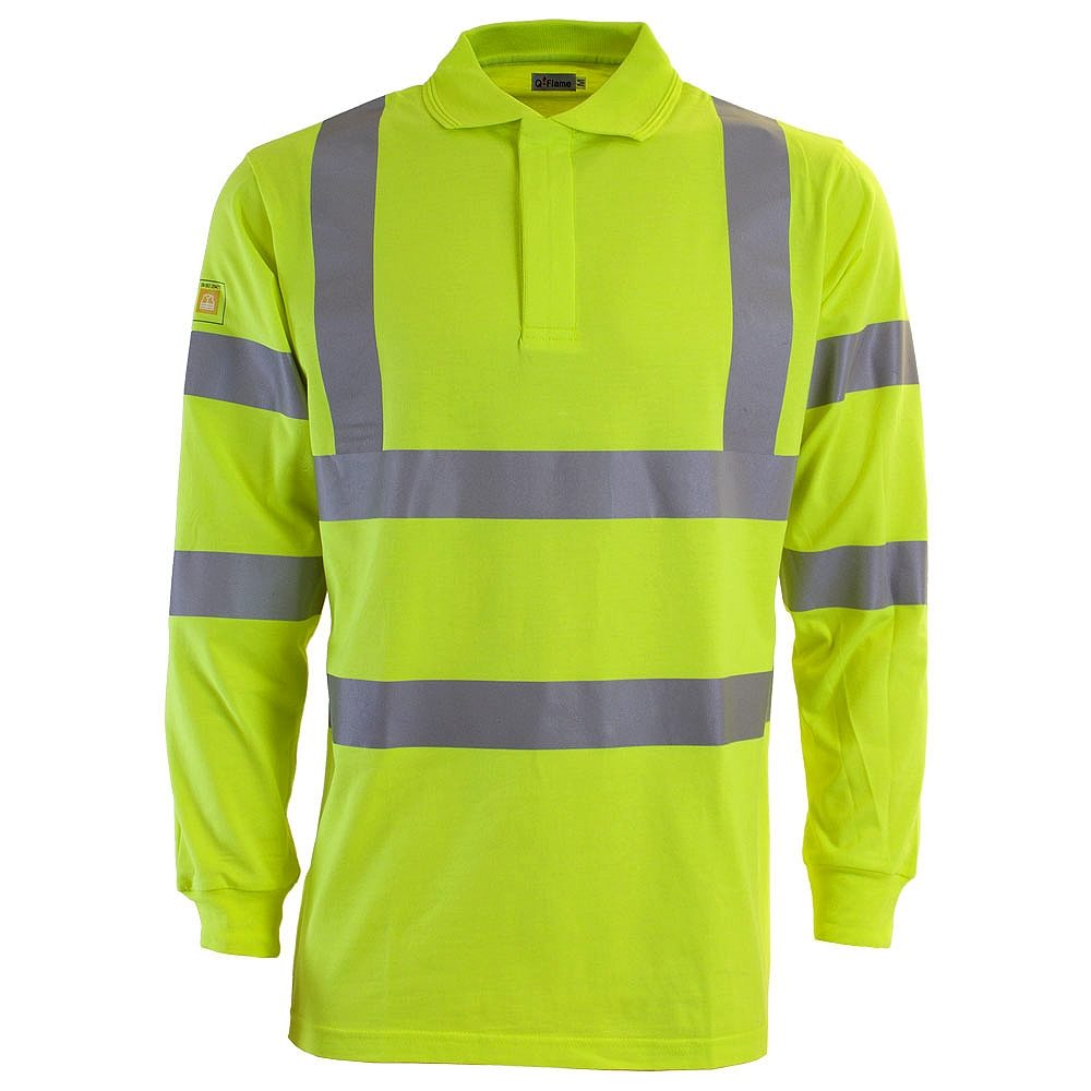 Q-Flame FR AS Arc 4kA Hi-Vis Long Sleeve Yellow Polo Shirt