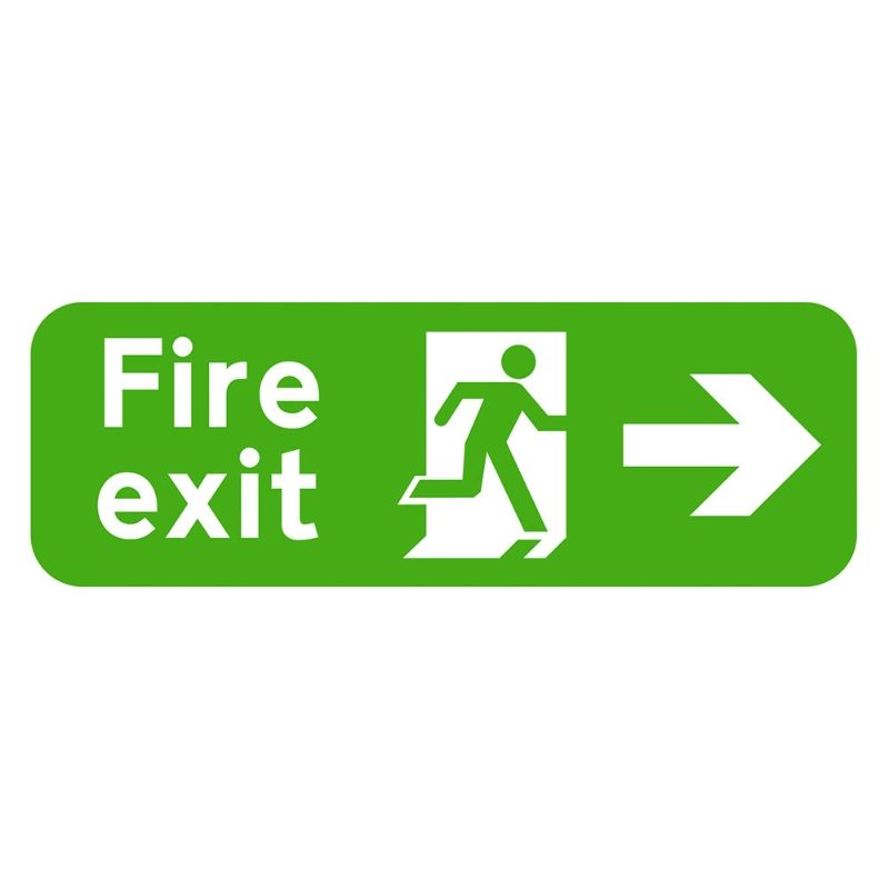 Fire Exit Arrow Right Sign - 600 x 200 x 1mm