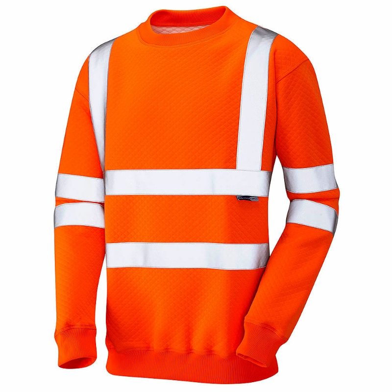 Leo Winkleigh Rail Hi Vis Orange Crew Neck Sweatshirt