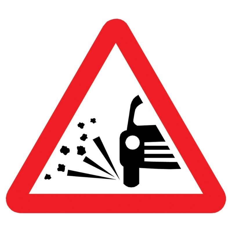 Loose Chippings Triangular Metal Road Sign Plate - 1200mm