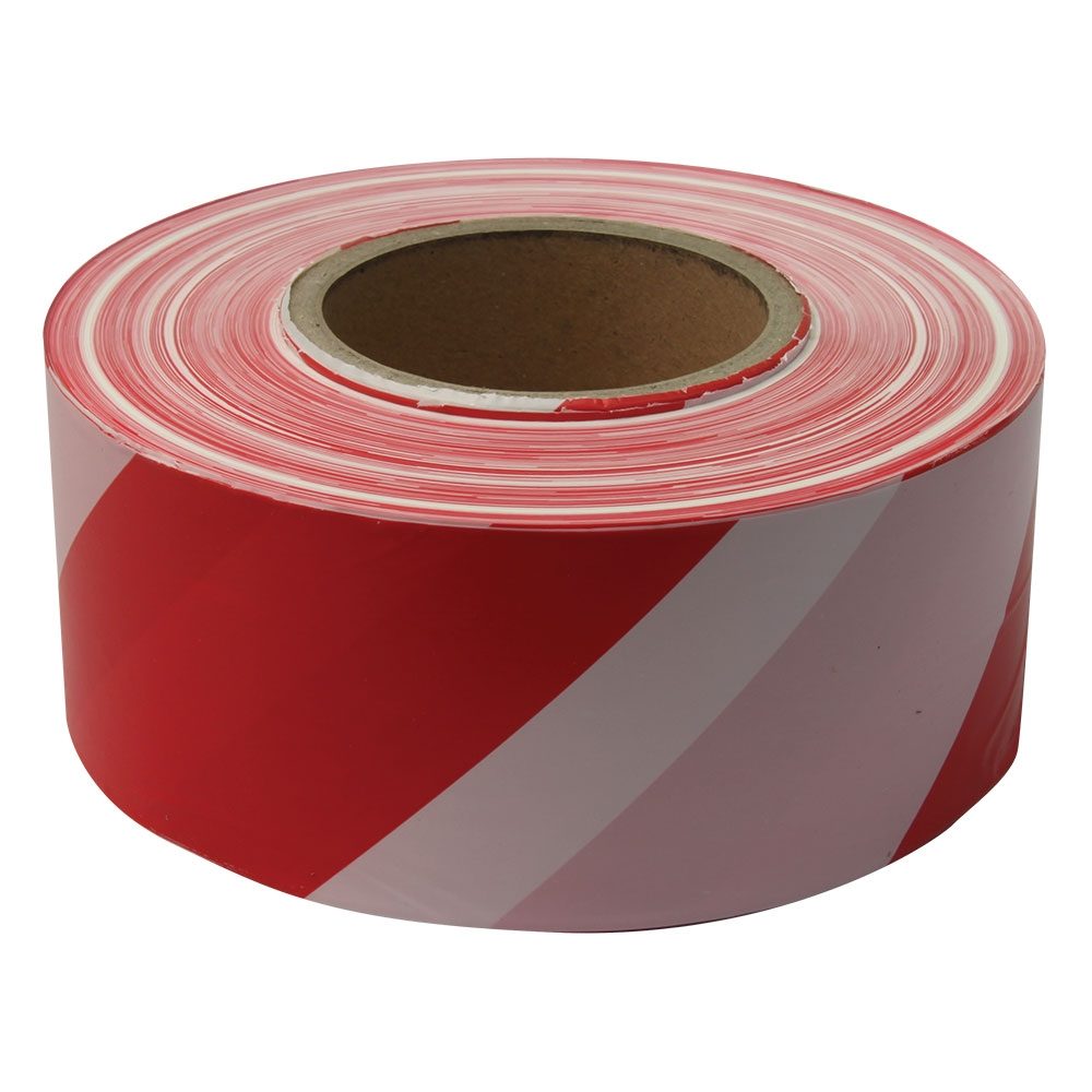 Non-Adhesive Warning Tape - 500m x 50mm - Red / White - PF Cusack