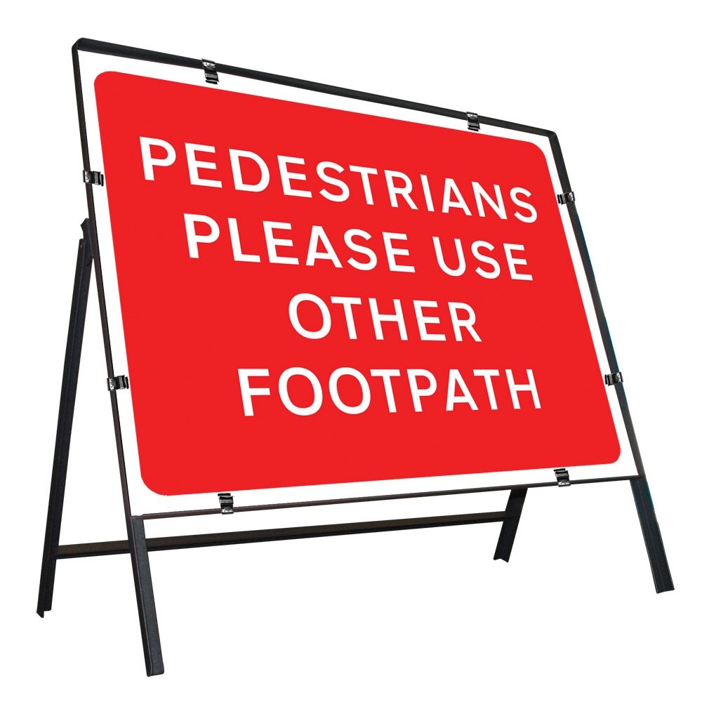 Pedestrians Please Use Other Footpath Clipped Metal Road Sign - 600 x 450mm