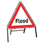Flood Clipped Triangular Metal Road Sign - 750mm