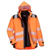 Portwest PW365 Rail Waterproof Breathable Hi-Vis 3-in-1 Orange Jacket