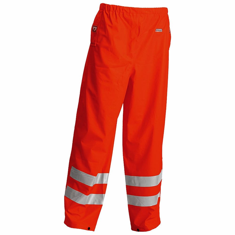 Lyngsoe Rainwear Flame Retardant Anti Static Waterproof Arc 4kA Hi Vis Trousers - Orange (Non-Rail)