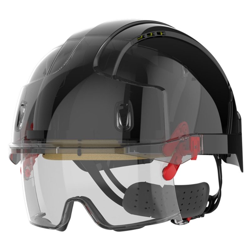 JSP EVO VISTAlens Vented Safety Helmet with Integrated Eyewear - Black Helmet / Smoke Lens