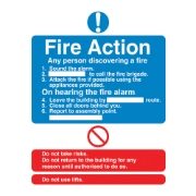Fire Action Sign - 200 x 250 x 1mm