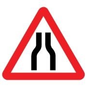 'Road Narrows Both Sides' Triangular Metal Road Sign Plate - 900mm