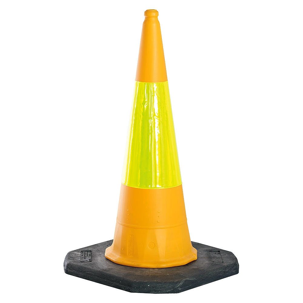 Yellow Traffic Cone - 1m - Yellow Sleeve - Blank (No Legend)