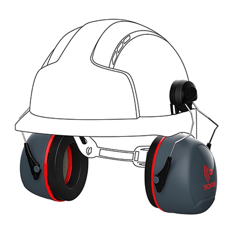JSP Sonis 3 Helmet Mounted Ear Defenders - 36 dB SNR