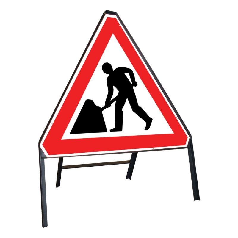 Men at Work Roadworks Riveted Triangular Metal Road Sign - 750mm