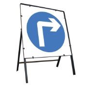 Turn Right Ahead Clipped Square Metal Road Sign - 750mm